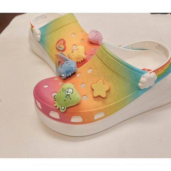 CROCS Care Bears Crush Slip On Clogs Mens Size 11 Womens 13 Shoes Rainbow White - Picture 7 of 11